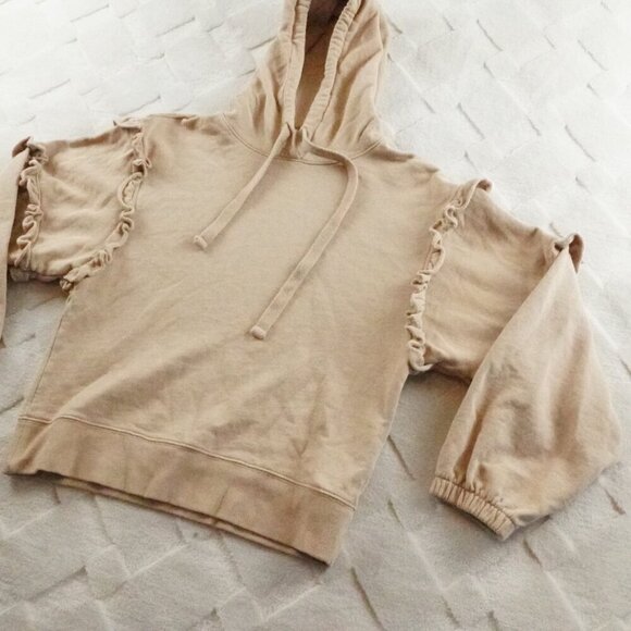 Rebecca Minkoff Tiered Fluttered Sleeve Hoodie Womens Extra Small - Picture 2 of 10